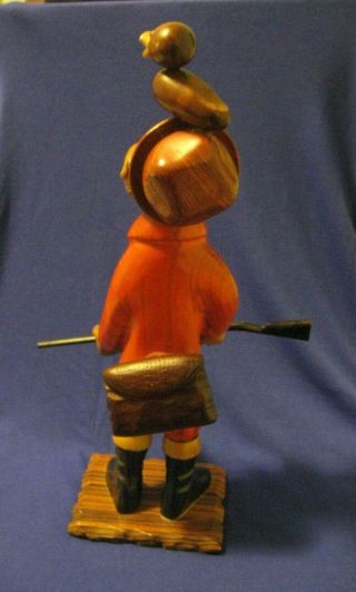 VINTAGE DUCK HUNTER HAND CARVED FIGURINE Romer - Made Italy 13.  5” 6