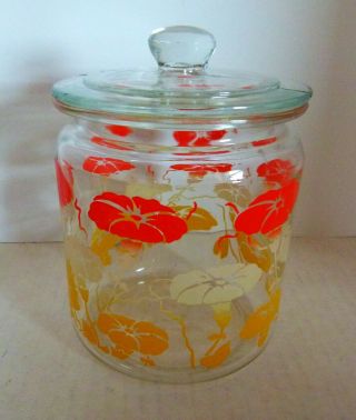Vintage Clear Glass Canister With Lid Jar Apothecary Candy 5 " Tall Orange Yellow