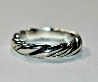 Stunning Zina Vintage Solid Sterling Silver 925 Braided Band Ring Sz - 7