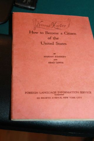 How To Become A Citizen Of The United States Small Vtg Paperback 1934