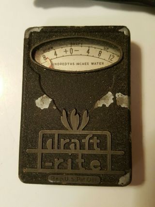 Vintage Draft - Rite By BACHARACH Pocket Manometer Gauge W/original case 2