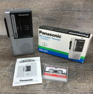 Vintage Panasonic Microcassette Recorder 2 Speed Model Rn - 108a & Tape