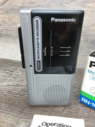Vintage PANASONIC Microcassette Recorder 2 Speed Model RN - 108A & Tape 2