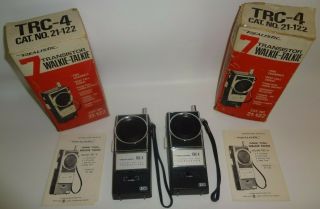 Vintage Realistic Trc - 4 Transistor Walkie Talkie Pair Box Euc