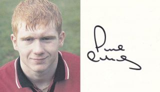 Paul Scholes Signed Vintage Manchester United Official Club Card Aftal Dealer135