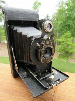 Old 1926 Kodak No 2 Folding Cartridge Hawk - Eye Model C Camera W/ Orig.  Pouch