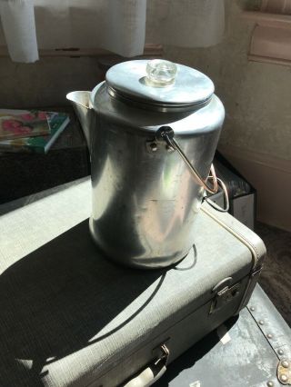 Vintage Comet Aluminum 20 Cup Coffee Pot Percolator Camping Copper Handles