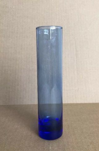 Vintage Contemporary Blown Cobalt Blue Glass Cylinder Shaped Glass Vase 7 5/8” H