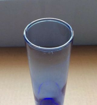 Vintage Contemporary Blown Cobalt Blue Glass Cylinder Shaped Glass Vase 7 5/8” H 2
