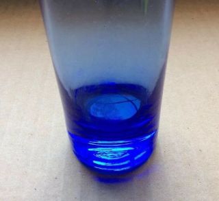 Vintage Contemporary Blown Cobalt Blue Glass Cylinder Shaped Glass Vase 7 5/8” H 4