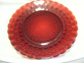 Vtg Anchor Hocking Ruby Red Bubble Dinner Plates,  Cups and Saucers 1941 to 1968 3