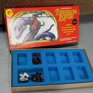 Vtg Grenadier Dragon Lords Box And 3 Figures Subterranean Terrors Pewter Rpg