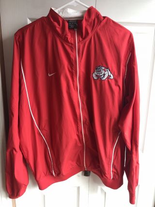 Vtg Men’s Nike Team Fresno State Bulldogs Red L/s Windbreaker Jacket Size Medijm