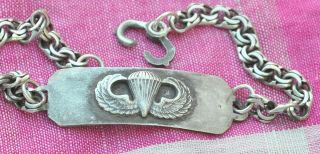 Vintage Sterling Silver Us Army Jump Wings Id Bracelet 8  616