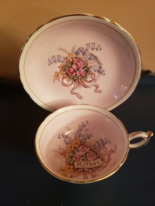 Vintage Paragon " Mother " Teacup & Saucer By Appointment Fine Bone China England
