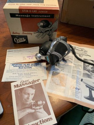 Vintage Oster Stim - U - Lax Junior M4 Electric Massager Vibrator Box,  Instructions