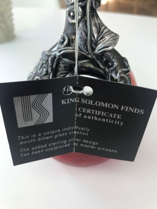 King Solomon Finds Vintage Perfume Bottle Sterling Silver Donut Hole Blown Glass 4