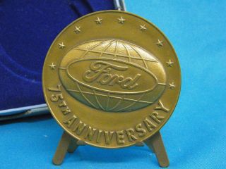 Vintage 1903 - 1978 Ford 75th Anniversary Diamond Jubilee Bronze Medal W/stand
