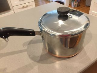 Vintage Revere Ware 3 - Qt Copper - Bottom Saucepan With Lid Process Patent