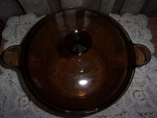 vintage Vision Corning cookware brown amber 4.  5L Dutch Oven stock pot EUC 3