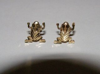 Pretty Vintage 9ct Gold Frog Stud Earrings