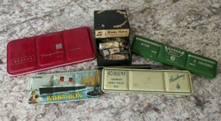 4 Vintage Metal Paint Boxes Watercolour Paint Artist Brushes Art Supplies