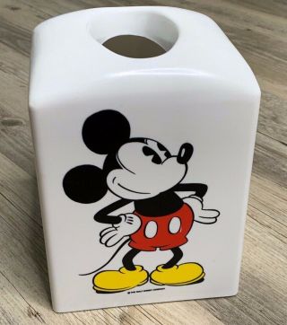 Vtg 90s Disney Mickey Mouse Tissue Box Cover Holder Square 7 " Plastic Vintage