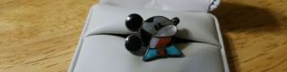 Vintage Native American Sterling Silver Mickey Mouse Stone Inlay Ring 6