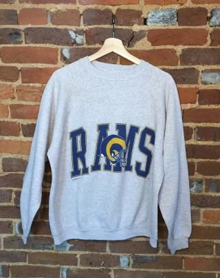 Vintage 90s Los Angeles Rams Gray Nfl Football Sweatshirt La Spellout Mens Xl