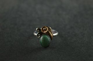 Vintage Sterling Silver Ring W Green Stone - 3g