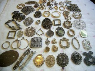 Vintage Jewelry Settings Blanks Findings Filigree Brooch Pins Pendants Earrings