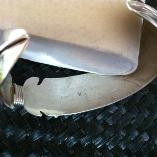 Vintage LARGE Navajo Signed VERDY JACK Sterling Silver Feather Cuff Bracelet 5