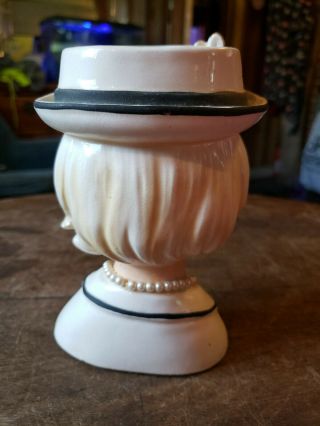 Vintage Unknown Maker Lady Head Vase / Planters White dress 7