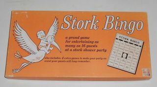 Stork Bingo Cute Vintage Board Game For 16 People Baby Shower Leister Game Co.