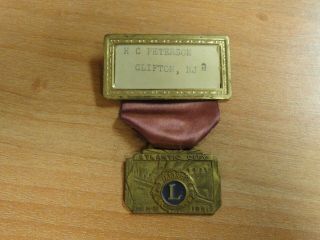 Vintage Lions Club Convention 1951 Atlantic City Pin Fob With Ribbon