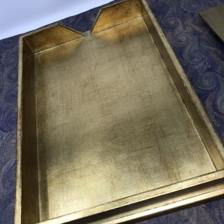 Vintage Italian Gold Leaf Florentine Desk Letter Tray Box with Lid Made in Italy 7