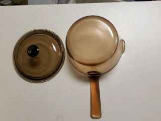 Vintage Vision Corning Amber 1L Pot w/ Pyrex Lid,  Pour Spout 5