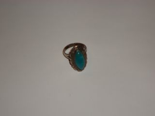 Vintage Estate Find, .  925 Sterling Silver Turquoise Oval Smooth Ring