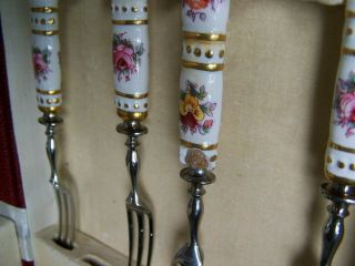 Vintage Royal Crown Derby Knife & Fork Set in Presentation Case.  England. 7