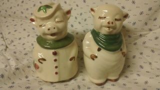 Vintage Shawnee Salt & Pepper Shakers: Range Size Winnie & Smiley Pigs