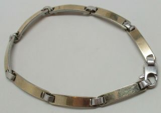 Vintage 18k Gold & Sterling Silver Italian Bar Link 8 " Designer Bracelet - L@@k