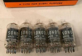 Matched Sleeve (5) of NOS NIB Sonotone 7025/12AX7A With Smooth Gray Ladder Plate 4