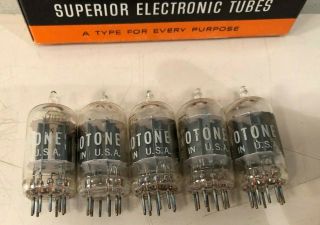Matched Sleeve (5) of NOS NIB Sonotone 7025/12AX7A With Smooth Gray Ladder Plate 5