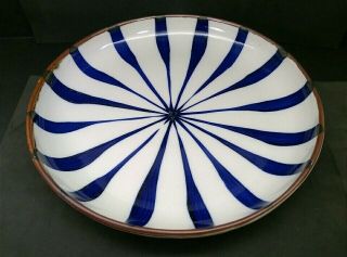 Vintage Dansk Japan Hand - Painted Stoneware Dish Plate Blue Pinwheel Pattern 13 "