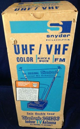Retro Vintage Snyder Rabbit Ear Tv Antenna Uhf,  Fm,  Vhf Color