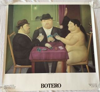 Fernando Botero I Giocatori Di Carte 1991 Vintage Old Poster Print 67x67cm