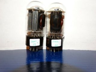2 x 6L6gc RCA Tubes Black Plates Very Strong Matched Pair 3