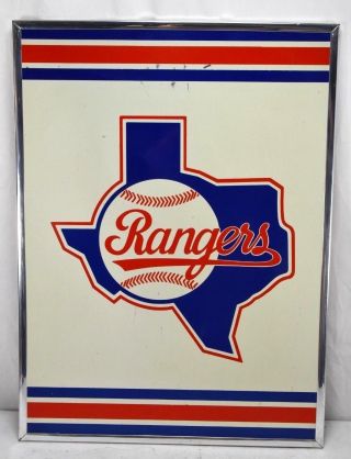 Vintage Texas Rangers Mlb Baseball Team Logo Sign Poster Board 19 " X 14 " Blue