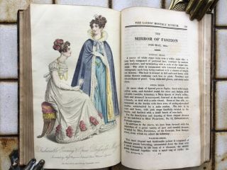 1823 Jan - June Ladies Monthly Museum 6 Hand Col Fashion Plates Portraits Banks