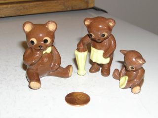 Vintage Red Ware Pottery 3 Bears Small Figurines